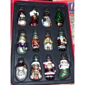Figural Christmas Ornaments Tree Snowman Santa Nutcracker Set of 12